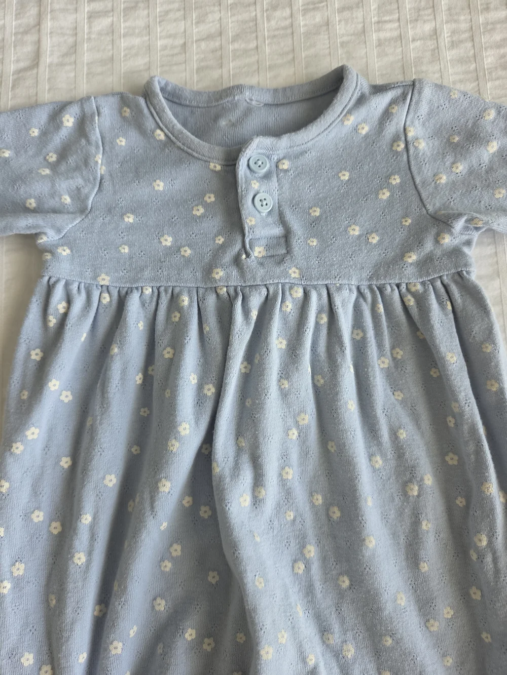 Gerber Baby Sleep Gown 0-3 Months Blue Floral 100% Cotton Newborn Sleeper